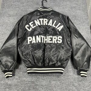Vintage Centralia Panthers MO Jacket Mens Large Black Howe Satin Varsity USA 80s